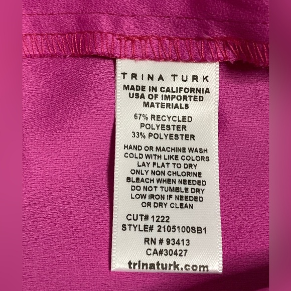 NWT Trina Turk Universe Split Sleeve Pink Salamander Top - Sz S - Picture 8 of 9